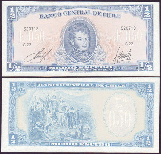 1962-75 Chile 1/2 Escudo (Unc) L001215